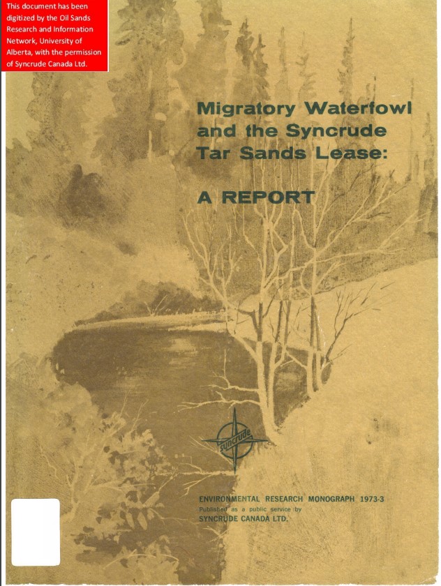 Migratory Waterfowl And The Syncrude Tar Sands Lease A Report 